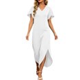 thumbnail image 3 of zbxnLI Summer Dress for Womens V Neck Short Sleeve T Shirt Dresses Casual Loose Beach Vacation Long Sundress, 3 of 7