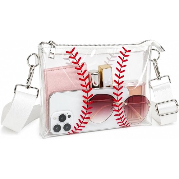 Clear Baseball Purse for Women, Day Stadium Approved Clear Crossbody Bag with Adjustable Strap for Events