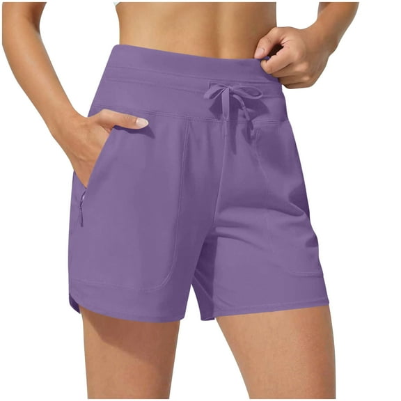 tarylea Workout Shorts Women Loose Fitting Elastic High Waisted Gym Running Shorts with Zipper Pockets