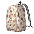 thumbnail image 2 of Football Megaphone Beige Pattern Backpack for School, Cute School Bag with Adjustable Shoulder Straps and Padded Back, 15.7"x11.8"x5.5", 2 of 5