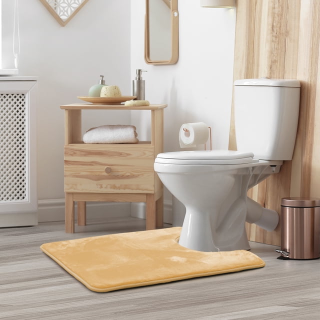 1 Contour Clara Clark Bath Mat Bathroom Rug - Absorbent Memory Foam Bath Rugs - Non-Slip, Thick, Cozy Velvet Feel Microfiber Bathrug, Plush Shower, Toilet- Floor Bathmats Carpet - Cream - 24"x19"