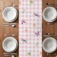 thumbnail image 4 of Table Runner 120 Inches Long for Kitchen Dining, Wildflowers Dresser Scarf Farmhouse, Dining Table Decorations for Wedding/Parties, Spring Watercolor Tulip Floral Leaf Pink Plaid 13 x 120 In, 4 of 8