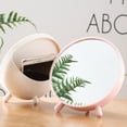 thumbnail image 2 of EeaseCA Nordic Desktop Storage Vanity Mirror Creative Round Desktop Jewelry Sundries Storage Box with Triangle Kickstand (Beige), 2 of 7