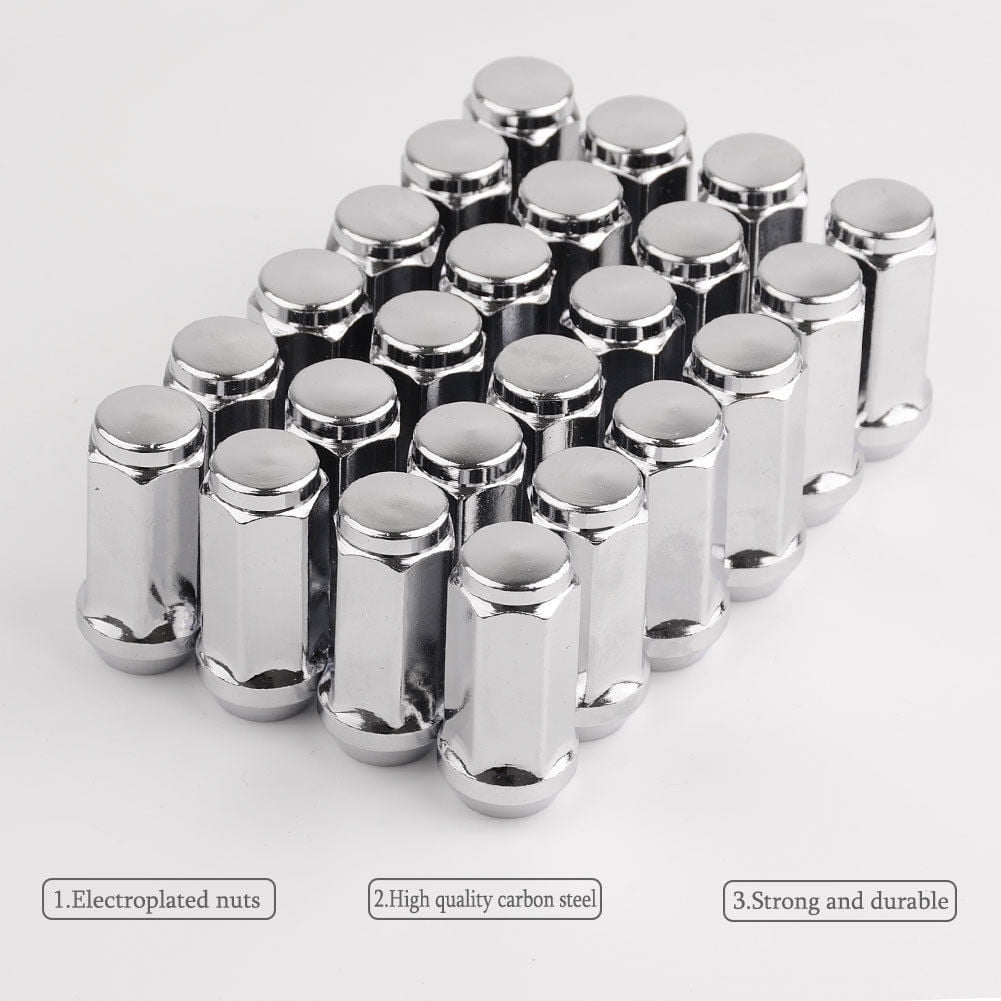 14x1.5 Set of 24 XL Chrome Acorn Lugnuts Tall Extended Lug nut for Chevy GM GMC