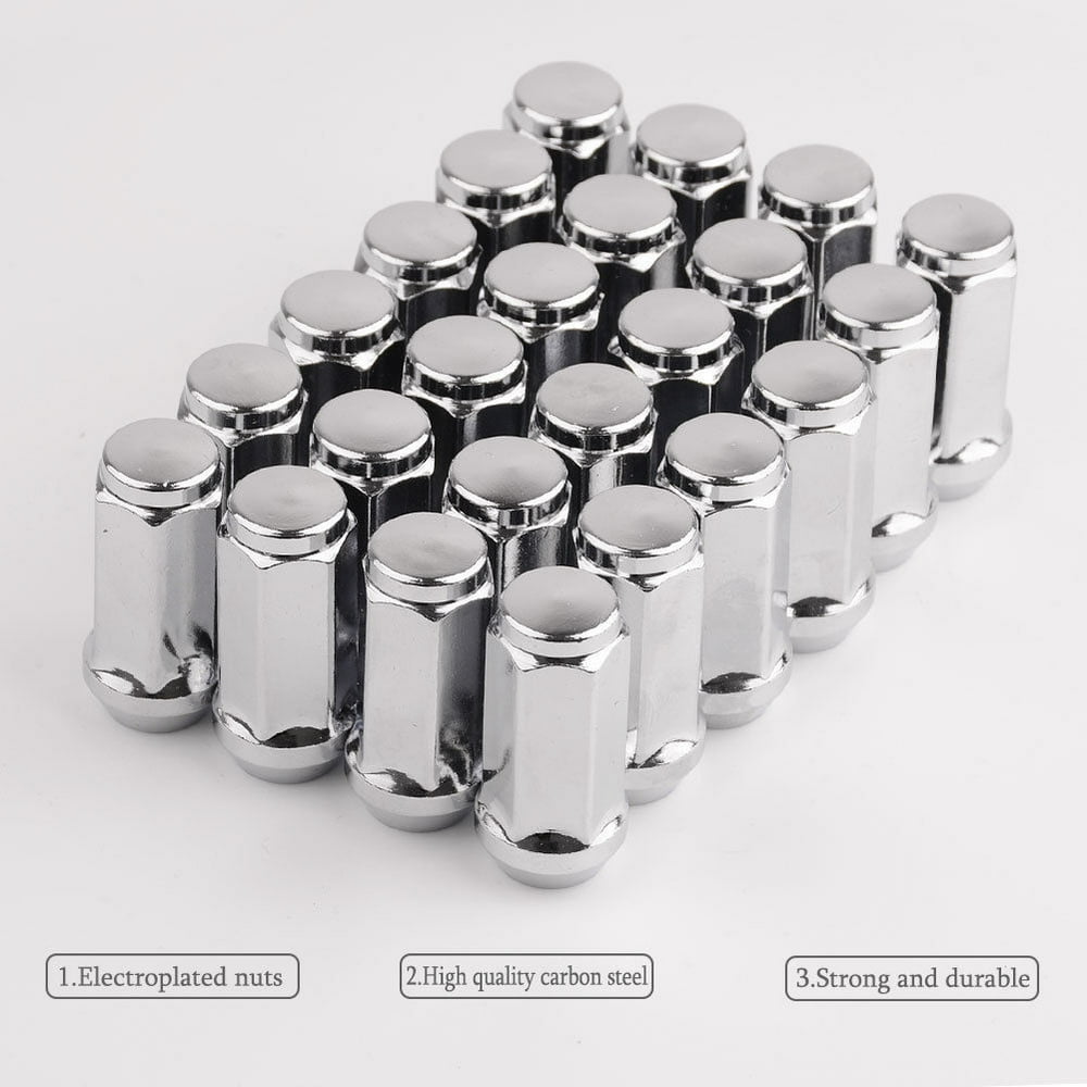 24 Chrome Acorn Lug Nuts 14x1.5 for Chevy Silverado 1500 Suburban Tahoe