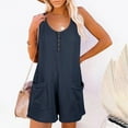 thumbnail image 5 of AXXD Clearance Shorts For Women,Solid Neck Sleeveless Buttons Short Jumpsuit Rompers With Pockets Gifts For Mom Navy 4, 5 of 9