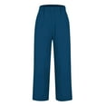 thumbnail image 5 of Womens Pants Women's Loose Pocket Patchwork Cotton And Linen Casual Pants, 5 of 5