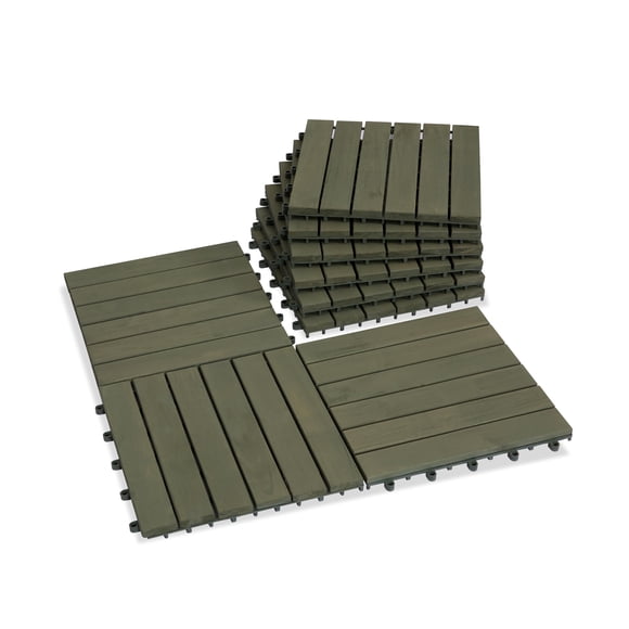 Baldosas VICTORY RELAX de madera de acacia, 6 láminas, 9 unidades, color verde