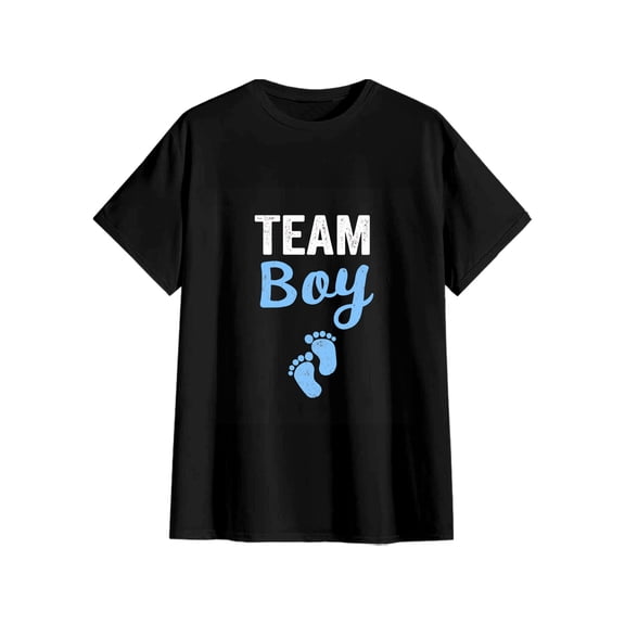 Unisex Team Boy Baby Footprint Cotton T-Shirt Gender Reveal Gift S