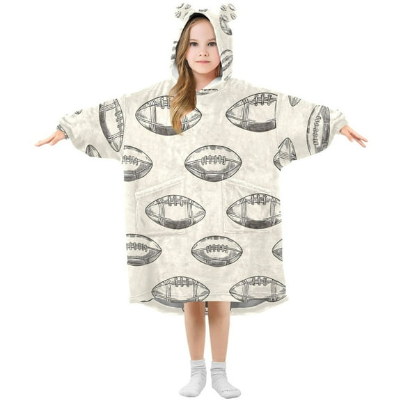 joogoo Wearable Blanket Hoodie for Football Retro Rugby Oversized Sherpa Hooded 3-14 YR M