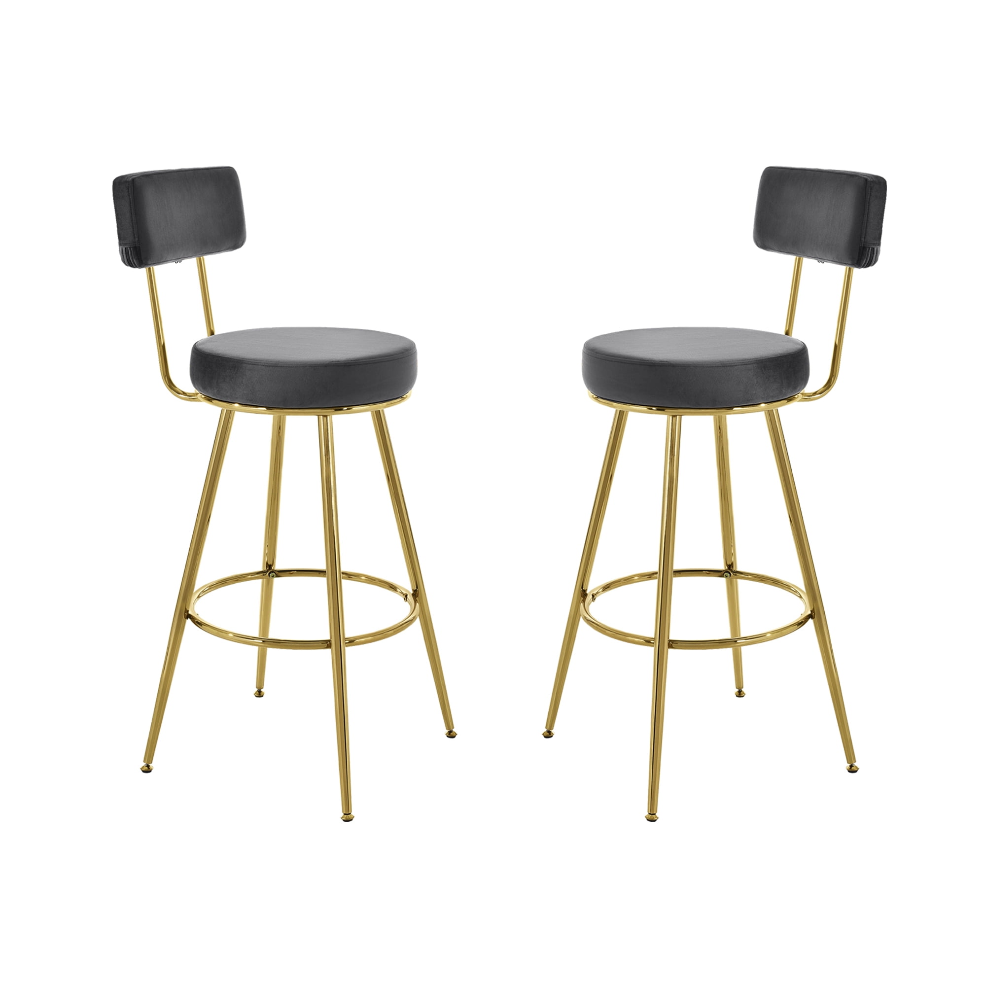 Set of 2 30inch Modern Kitchen High Bar Chairs Velvet Bar Stool Chair