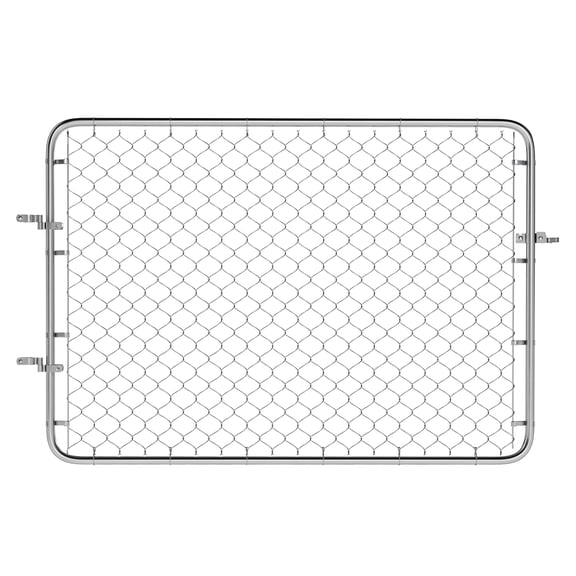 Garden Gate Chain Link Fence Gate, 47.2 x 70.9 in Galvanized Steel Yard Gate, Adjustable Outdoor Silver Gate for Pathway Entrance
