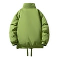 thumbnail image 4 of HOOMEUMY Mens Warm Cotton Jacket 2025 Trendy Classic Solid Coat Stand Collar Jacket Zipper Design Casual Workout Drop Shoulder Clothes Fashion Green L, 4 of 4