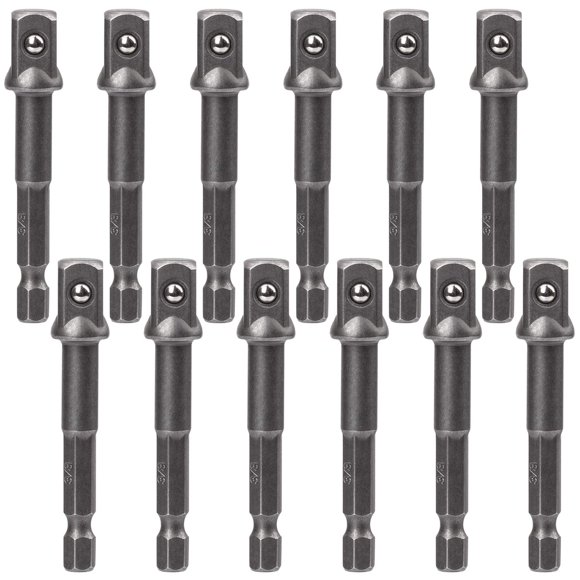 OIIKI Lot de 12 Embouts Adaptateurs Carrés 3/8 Pouce(10mm), Embouts de Puissance pour Automobile DIY-1/4 Hexagone