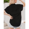 thumbnail image 2 of Weardear Womens Casual Linen Button Down Shirts Long Sleeve V Neck Solid Work Blouse Tops with Pockets, 2 of 5