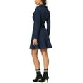thumbnail image 3 of INSPIRE CHIC Women's Faux Suede Lapel Collar Long Sleeve Asymmetrical Zipper Dress S Dark Blue, 3 of 5