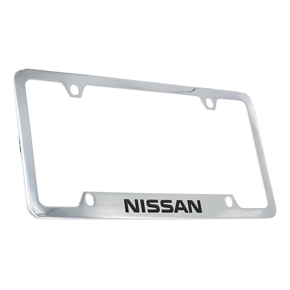 Nissan wordmark chrome plated metal license plate frame holder 4 hole
