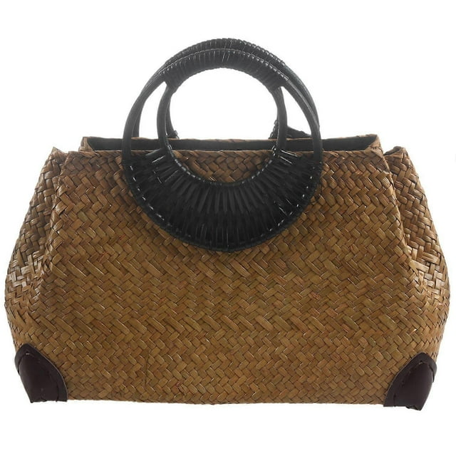 Women Straw Bags Female Bamboo Bag Travel Knitted Totes Bags