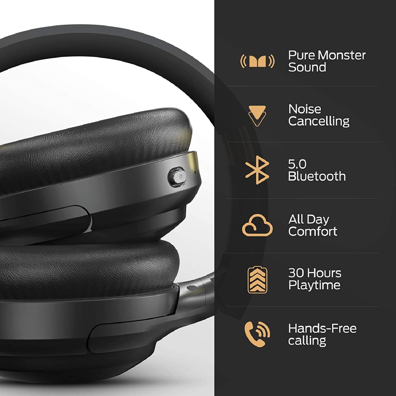 axGear Monster Persona Active Noise Cancelling Headphones Over Ear Bluetooth Wireless Headphones Deep Bass Stereo Sound Walmart