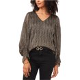 thumbnail image 1 of Vince Camuto Womens Smocked Cuff Knit Blouse, black, M, 1 of 1