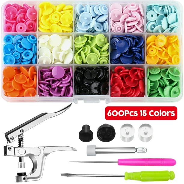 600Pcs Plastic Snap Buttons NoSew Snap Fasteners T5 Snaps with Snaps