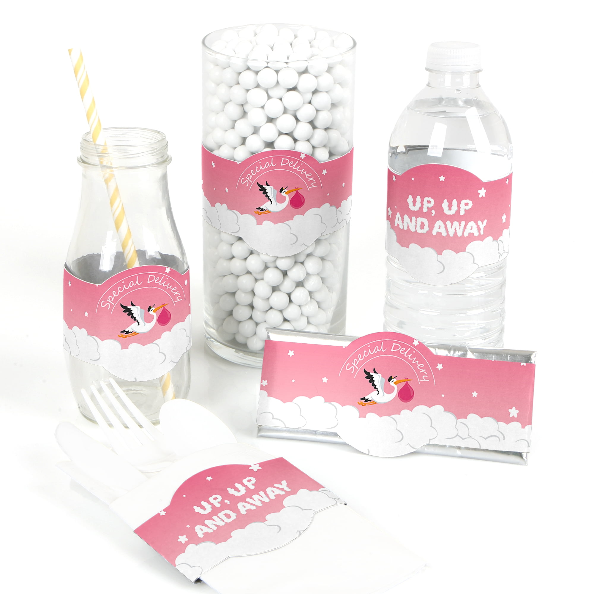 Girl Special Delivery Diy Party Supplies Pink Stork Baby