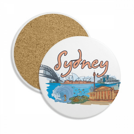 

Australia City Sydney Opera Watercolor Coaster Cup Mug Tabletop Protection Absorbent Stone