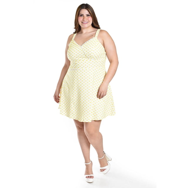Vestido con bordado de flores Roman Fashion /Tallas Extras, 4129 (Amarillo) amarillo 40