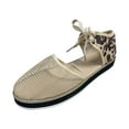 thumbnail image 5 of WIZUTIZ Low Heel Sandals for Women Sandals for Women 2025 Comfortable Retro Elastic Hollow Out Sandals Pull-On Summer Shoes Medium Leopard Animal Print Sandals for Lady 4th of July Gifts Beige, 5 of 6