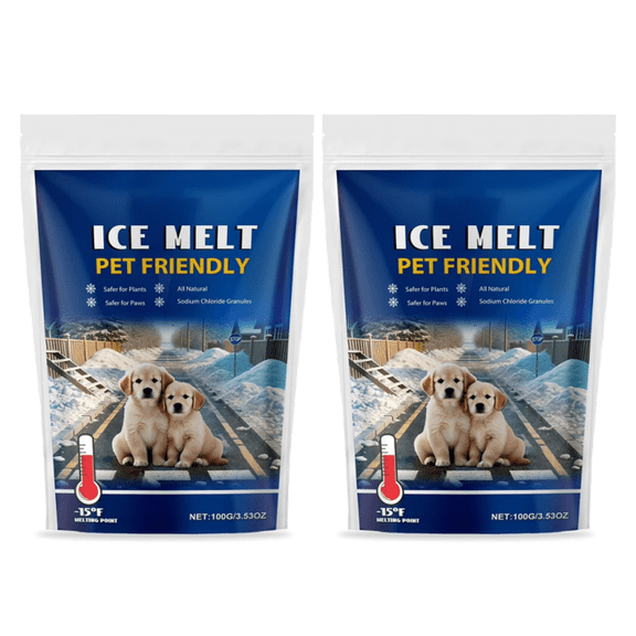 2Pcs Outdoor Pet Safe Ice Melt – Pet Friendly Ice Melt, Snow Melt – Blue Granules, Melts to −12°F (−24°C) - Driveway & Sidewalk Salt for Ice