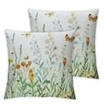thumbnail image 2 of JRXY  Floral Pillow Covers Set of 2, Spring Butterfly Flower Throw Pillow Covers Green Plants Decorative Pillow Case, Summer Cushion Cover Farmhouse Pillow Decor for Couch Sofa White, 2 of 6