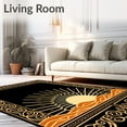 thumbnail image 2 of ODIKA 2'x3' Machine Washable Non-Slip Area Rug, Celestial Horizon Interlocking Sun with Whimsical Swirls High Traffic Rug, Black, 596896, 2 of 7