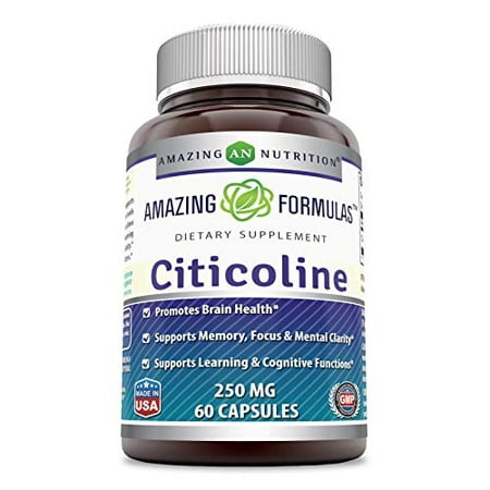 Amazing Formulas Citicolin - 250 Mg, 240 Capsules - Promotes Brain Health - Supports Memory Focus and Clarity - Supports Learning and Cognitive (Best Vitamins For Brain Function And Memory)