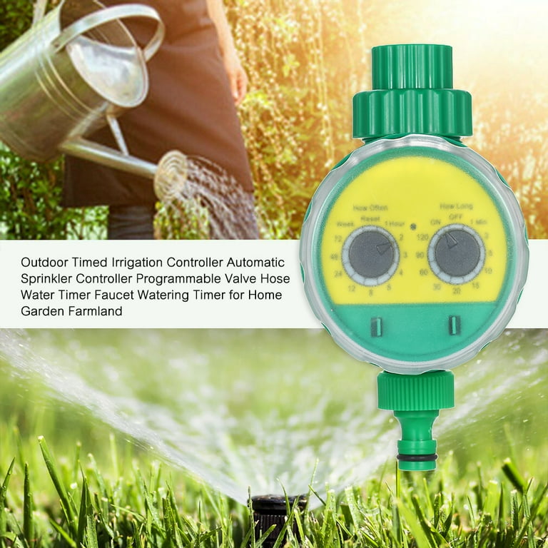 Outdoor Timed Irrigation Controller Automatic Sprinkler Controller Programmable Valve Hose Water Timer Faucet Watering Timer for Home Garden Farmland