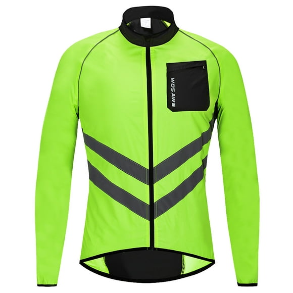 Labymos Men Cycling Jacket Windproof Reflective Long Sleeve Biking Jersey Bike Jacket for Riding Running Jogging