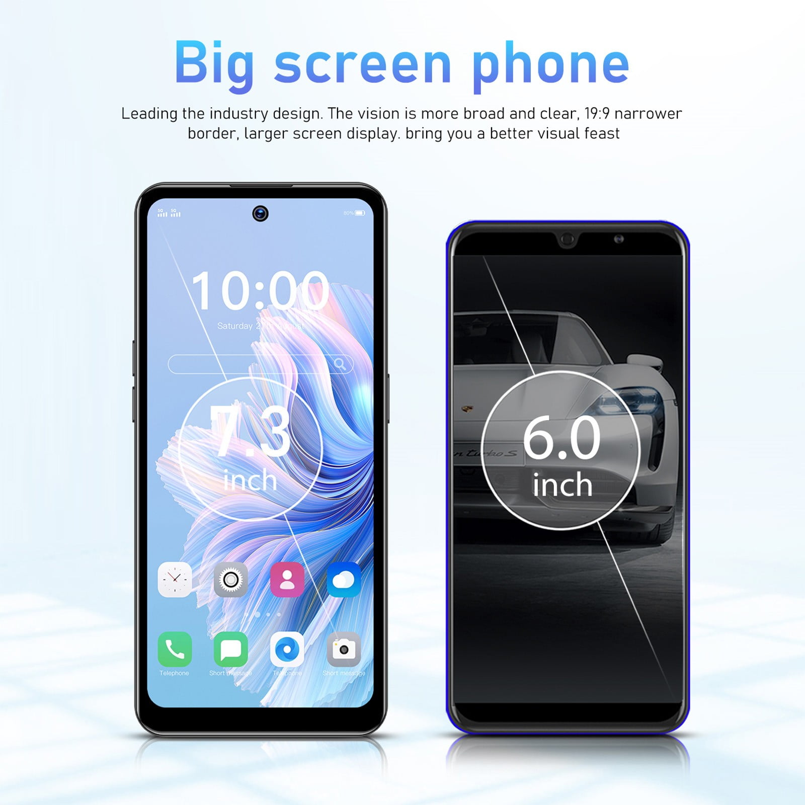 FYTPOV Android Phone, Smart Phone 32GB 6.6 Inch Screen Mobile Phone Sim Facial Unlock Game Music Phone Android System Smartphones, Cell Phones Unlocked