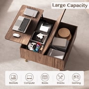 JOINICE Lift Top Coffee Table with Storage, Mid Century Modern Wooden Square Center Table,for Living Room, Walnut