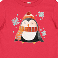 thumbnail image 4 of Inktastic Cute Winter Penguin in Hat and Scarf with Snowflakes Boys or Girls Baby T-Shirt, 4 of 5