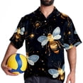 thumbnail image 4 of Starry Bees in the Sky Men's Short Sleeve Poplin Shirt with Spread Collar Tops, Casual Printed Button Down, Summer Beach Shirt for Men - Unisex, Stylish Men's Shirts, 4 of 6