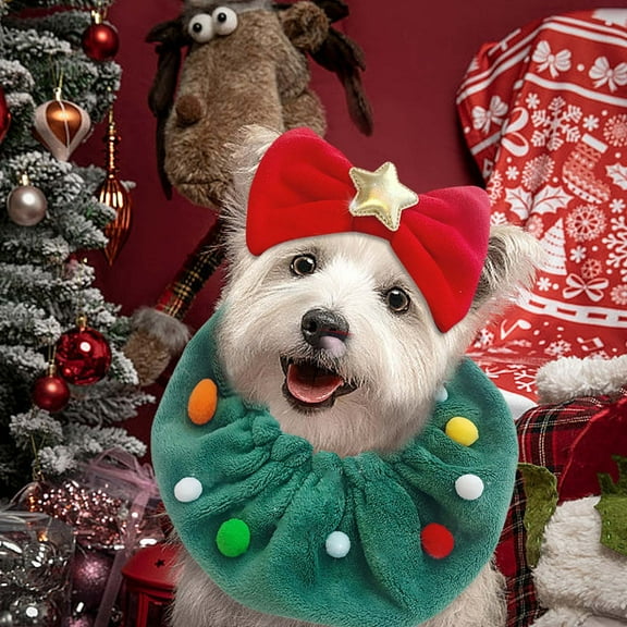 Nilvkv Green Santa Pet Hat Christmas Hat Reindeer Puppy Hat Adjustable Christmas Tree Hat Dog Headband Cute Small Dog Head Accessories, Christmas