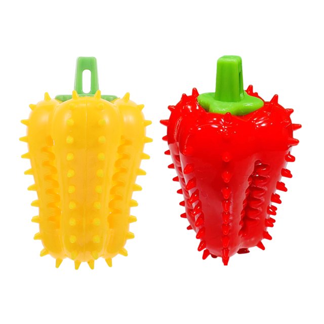 ColoMX 2 pelotas interactivas para perros con forma de chile, ideal para la dentición y la limpieza dental, dispensador de comida lenta.