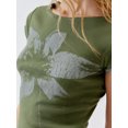 thumbnail image 6 of Musuos Women Summer Basic T-Shirt Floral Print Short Sleeve Crop Tops Pullovers for Streetwear, Green, 6 of 7