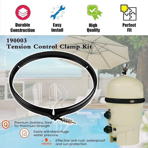 190003 Pool Filter Tension Control Clamp Kit Compatible with FNS Series, Clean & Clear Plus & Quad  Series Swimming Pool and Spa Cartridge Filter