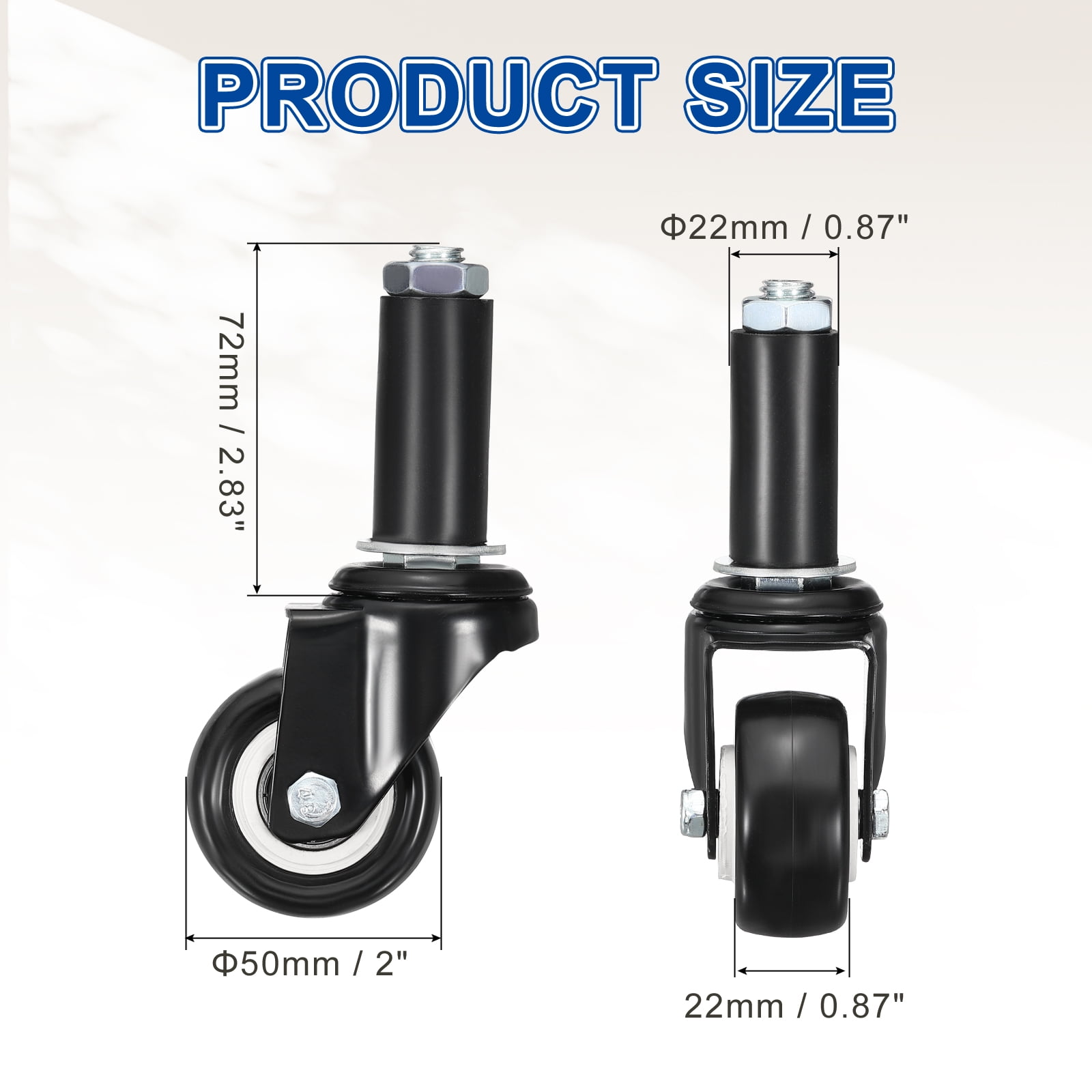 Uxcell 4pcs Prep Table Caster Wheels (2 Inch) - Heavy Duty Swivel Expanding Stem Casters for Commercial Kitchen Prep Tables Utility Cart Furniture Legs Worktable