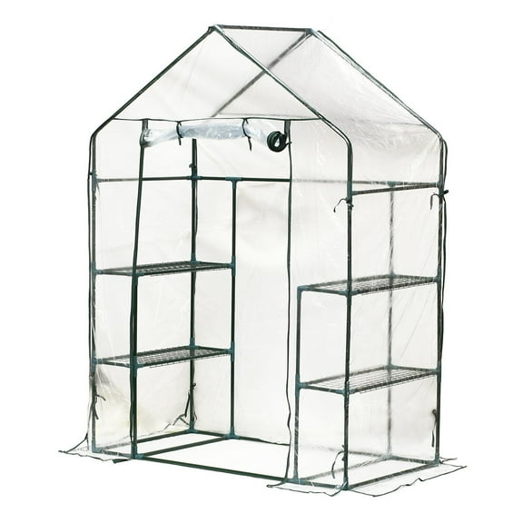 Outsunny 4.5’ x 2.5’ x 6.5' Outdoor Portable Mini Walk-In Greenhouse w/ 3 Tier Storage Shelves