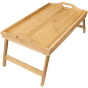 GreenCo Bamboo Small Foldable Desk, Breakfast Tray, Bed Table, Laptop Desk, Serving Tray