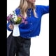 thumbnail image 3 of Cárdigan Corto de Punto para Mujer, Camiseta de Corta con Botones y Cuello Acanalado, Prenda Exterior Y2K. Azul L, 3 of 7