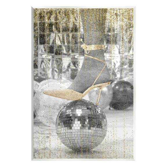 Stupell Industries Glam Heels Disco Ball Performing Arts Painting Unframed Art Print Wall Art, 13 x 19