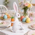 thumbnail image 1 of CY5O5ee Cute Rabbit Statue Easter Decor Hand-Painted Resin Rabbit with Carrot Table Centerpiece Standing Ornament Farmhouse Spring Indoor Home Decor, 1 of 8