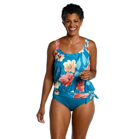 Crafted Botanical Banded Scoop Blouson Tankini Top *FINAL SALE*
